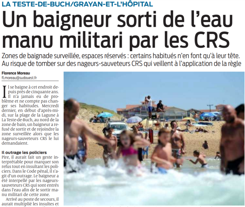 2021 08 03 SO Un baigneur sorti de l'eau manu militari par les CRS