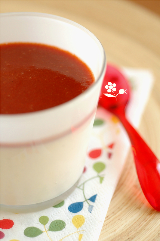 Panna cotta lait fermenté, coulis de goji_2