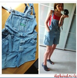 raccourcir une salopette en combishort, idée couture récup, diy reconstructing