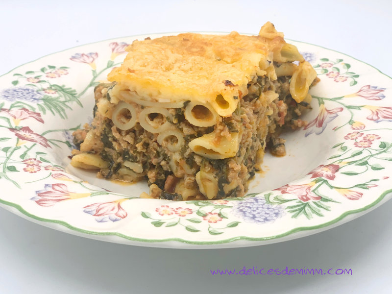 Gratin de penne à la viande et aux épinards 5