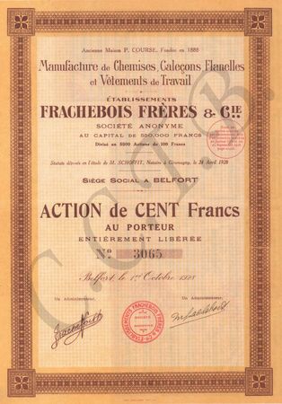 Titre Frachebois 1928 FIL