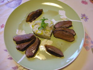 Magret de Canard sauce au miel et riz au légumes °°° recettes Filet de canard aux champignons des bois
