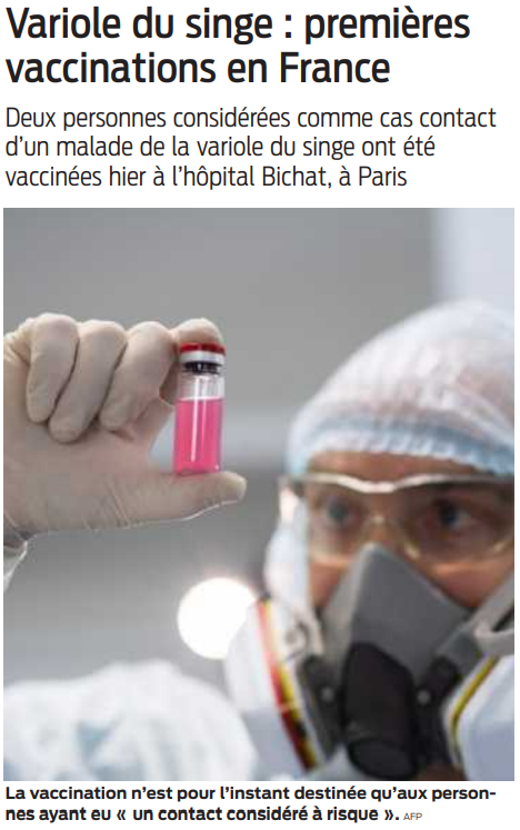 2022 05 28 SO Variole du singe premières vaccinations en France