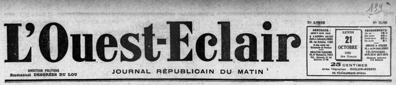 Ouest Eclair 21 octobre 1929