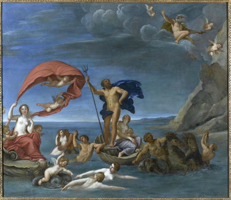Francesco Albani, dit L’Albane (1578-1660) - Neptune et Amphitrite ou Allégorie du Monde Marin. Exposé à : Château de Fontainebleau.