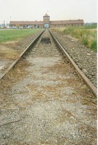 Birkenau, la porte de la mort et rails (Pologne)