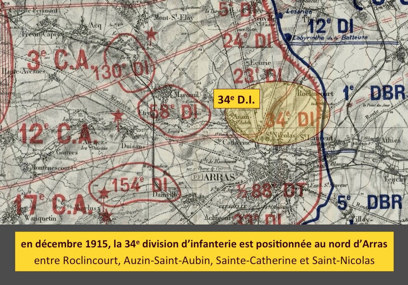 34e DI, nord d'Arras, sept 1915, légendé