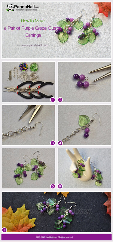 5-Purple Grape Cluster Earrings