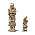 Two <b>pottery</b> figures, Tang dynasty (618-907)