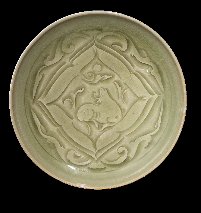 A carved Yaozhou 'Rhinoceros' dish, Northern Song-Jin dynasty (960-1234)