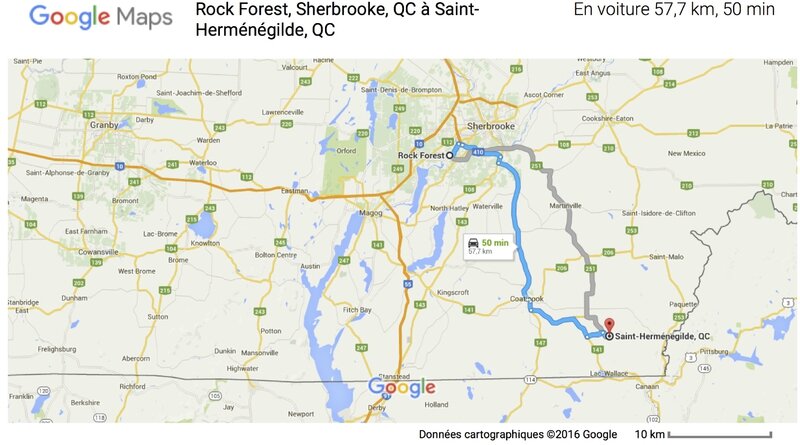 Rock Forest, Sherbrooke, QC à Saint-Herménégilde, QC - Google Maps