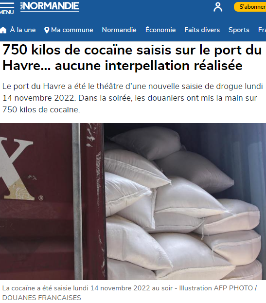 2022-11-30 20_03_35-750 kilos de cocaïne saisis sur le port du Havre