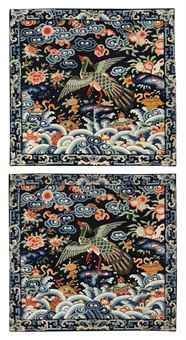 a_pair_of_embroidered_dark_blue_silk_civil_officials_rank_badges_of_pe_d5477065h