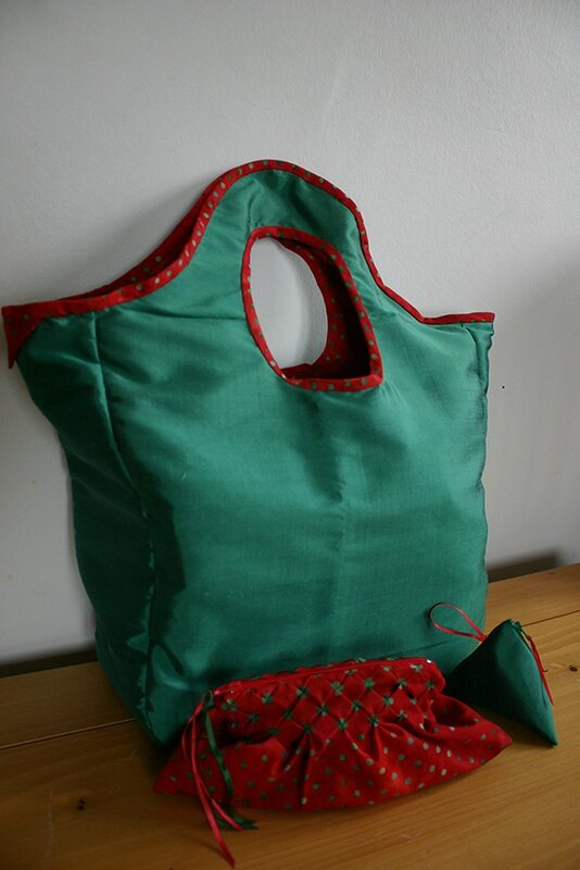 ensemble cabas berlingot trousse vert rouge 3