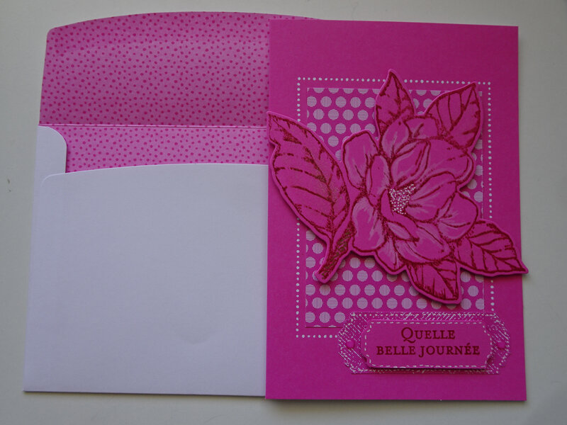 9e Carte et enveloppe Souvenirs et Cie In color Magenta en folie