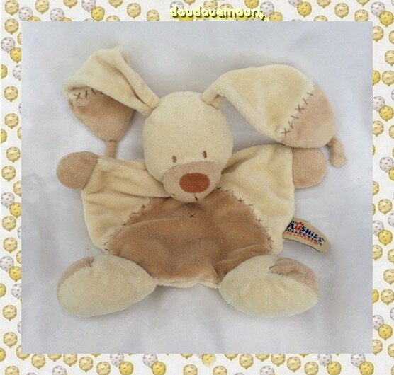 Doudou Plat Lapin Bastien Ecru Beige Croix The Plushies Collection Lombok