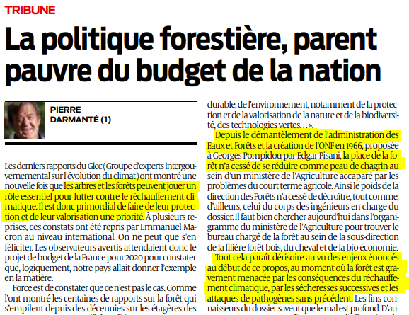 2019 11 04 SO La politique forestière parent pauvre du budget de la nation
