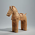 A large Haniwa earthenware sculpture of a horse, Late <b>Kofun</b> period (6th-7th century)