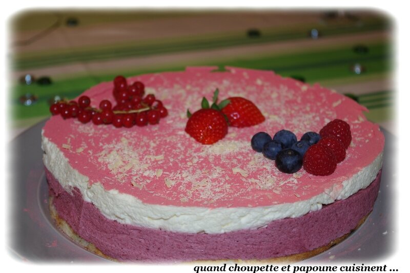 entremet mousse de fruits rouges et mousse chocolat blanc-9250