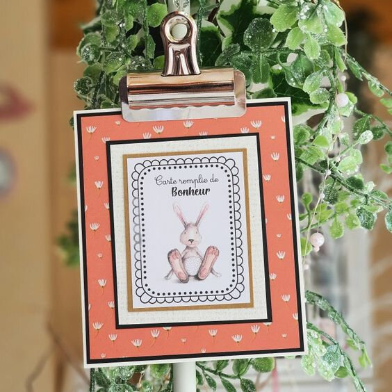 vanille jolie carte lapin