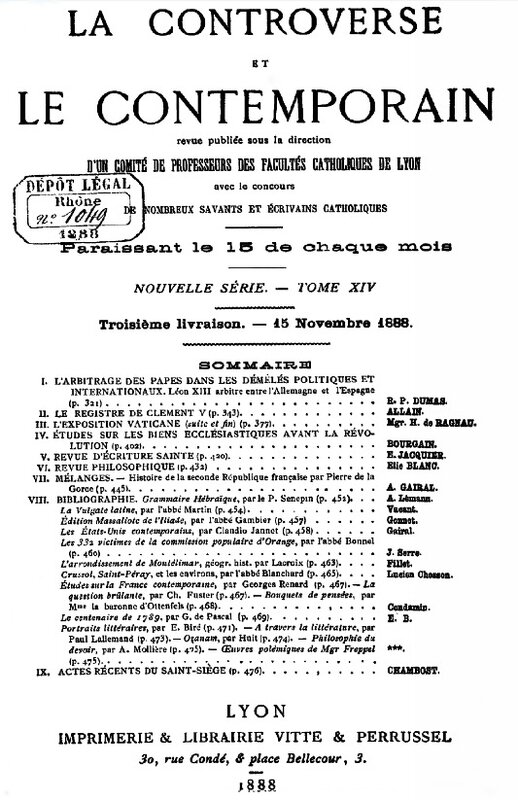 Controverse revue 1888