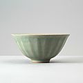 <b>Greenware</b> bowl with lotus petals, Longquan kilns, 13th century (1201 - 1300), Southern Song Dynasty-Yuan Dynasty