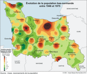 INSEE carte population démographie Basse-Normandie 1946 1975