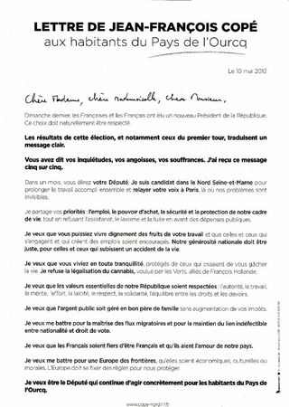 Lettre de JF Copé aux habitants du Pays de l'Ourcq - 01 (100512)