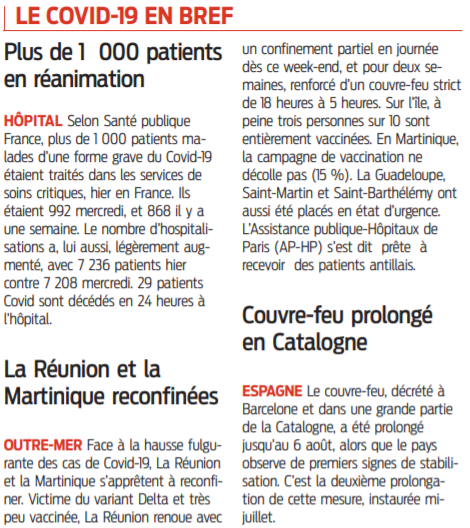 2021 07 30 SO Le Covid en bref