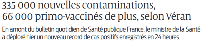 2022 01 06 SO 335 000 nouvelles contaminations 66 000 primo-vaccinés de plus selon Véran