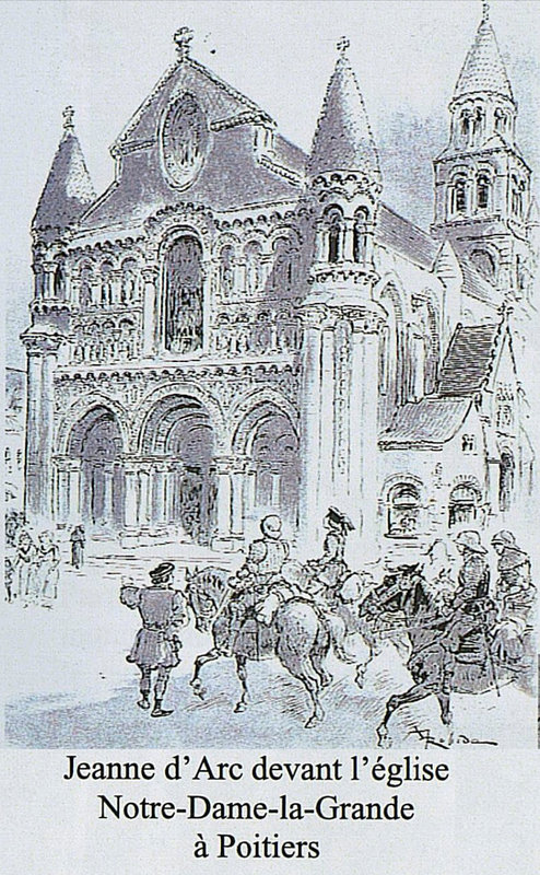 Jeanne d'Arc devant l'église Notre Dame la Grande à Poitiers
