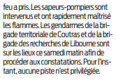 2020 05 03 SO Coutras huit véhicules de la poste partent en fumée2