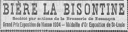 Bière Bisontine pub juin 1906