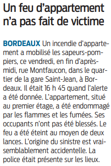 2022 03 05 SO Un feu d'appartement ne fait pas de victime