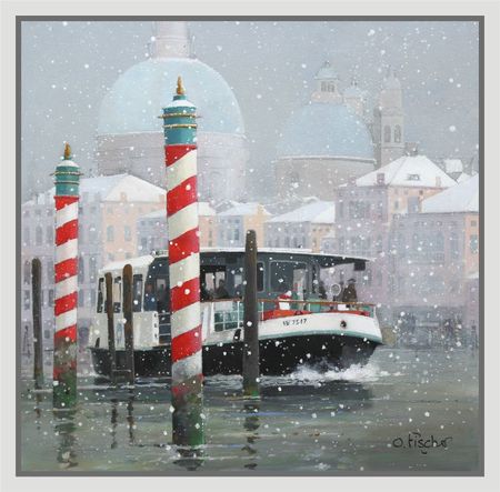 Neige à Venise acrylique 60 x 60