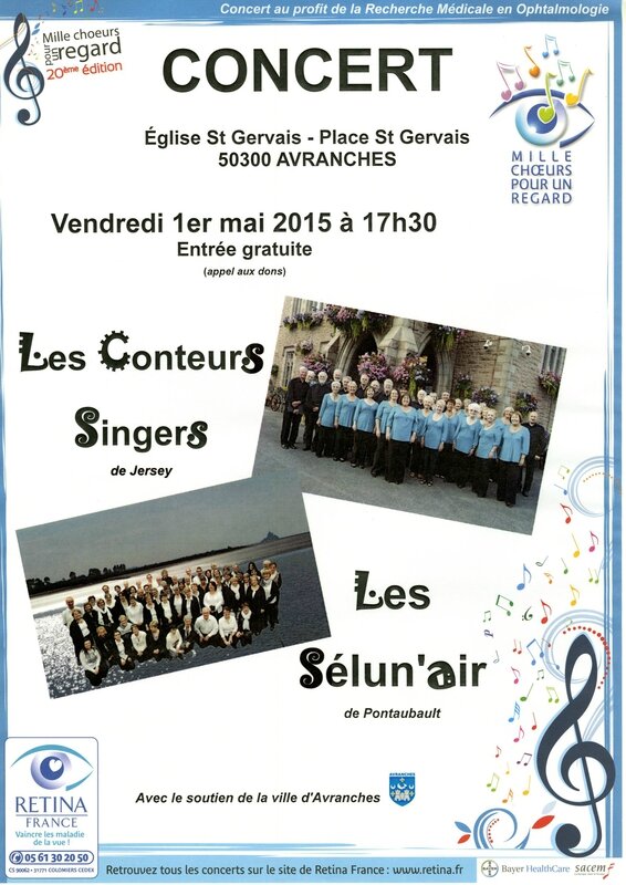 Mille coeurs pour un regard Sélun'air les Conteurs Singers chorale choir Jersey Island Avranches concert 2015