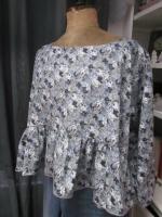 Blouse CERISE en coton fleuri gris (5)