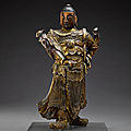 A large gilt-lacquered wood figure of <b>Weituo</b>, 17th Century