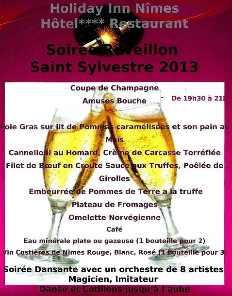 Menu REVEILLON Nimes 2013