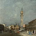 Francesco Guardi, <b>Piazza</b> <b>San</b> <b>Marco</b>, Venice, with the Basilica and the Campanile, with figures in carnival costume