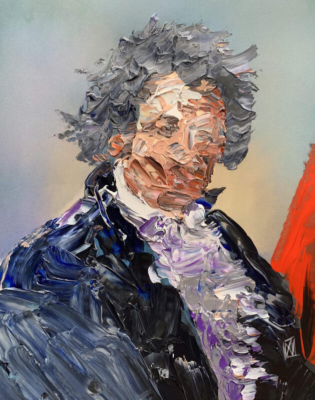 Portrait abstrait de Beethoven Palette Knife Painting