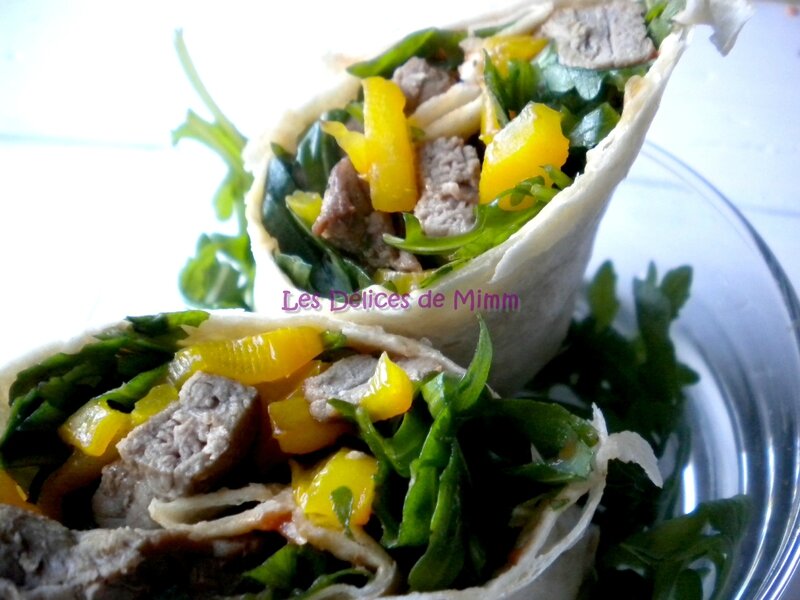 Wraps de bœuf, au poivron et à la roquette 3
