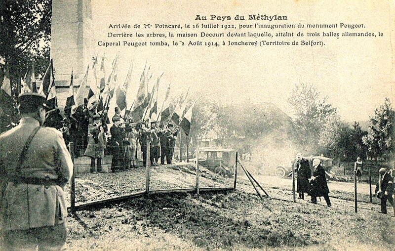 CPA Joncherey Inauguration monument Peugeot 16 juil 1922