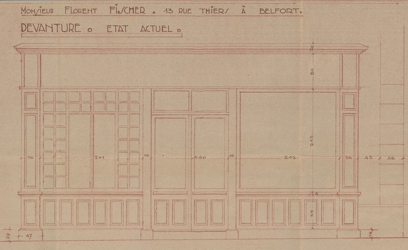 1936 Plan Façade existante Belfort Chacurterie 13 rue Thiers R
