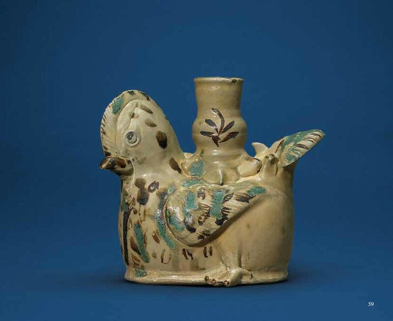 A Changsha polychrome-decorated mandarin duck-form holder, Tang dynasty (618-907)