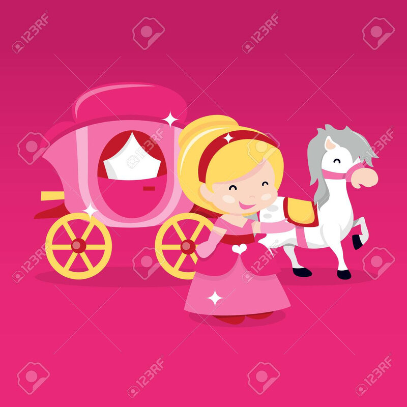 39282009-une-illustration-de-vecteur-de-bande-dessinée-d-une-princesse-heureuse-en-face-d-une-calèche-sur-u