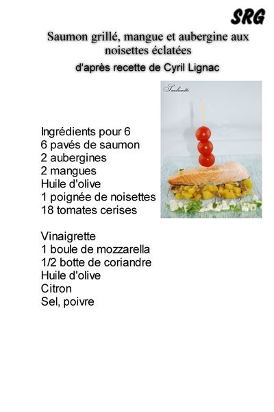 saumon grillé mangue et aubergine aux noisettes éclatées (page 1)