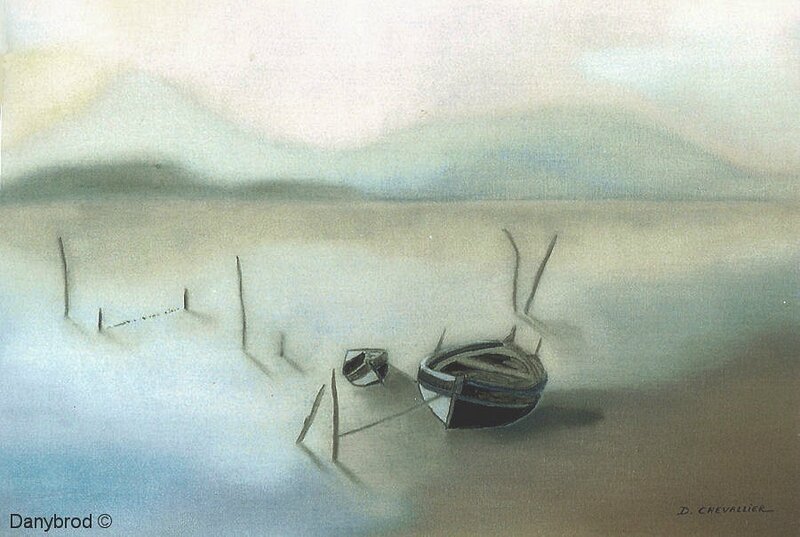 barques sur l'étang huile sur toile Danybrod