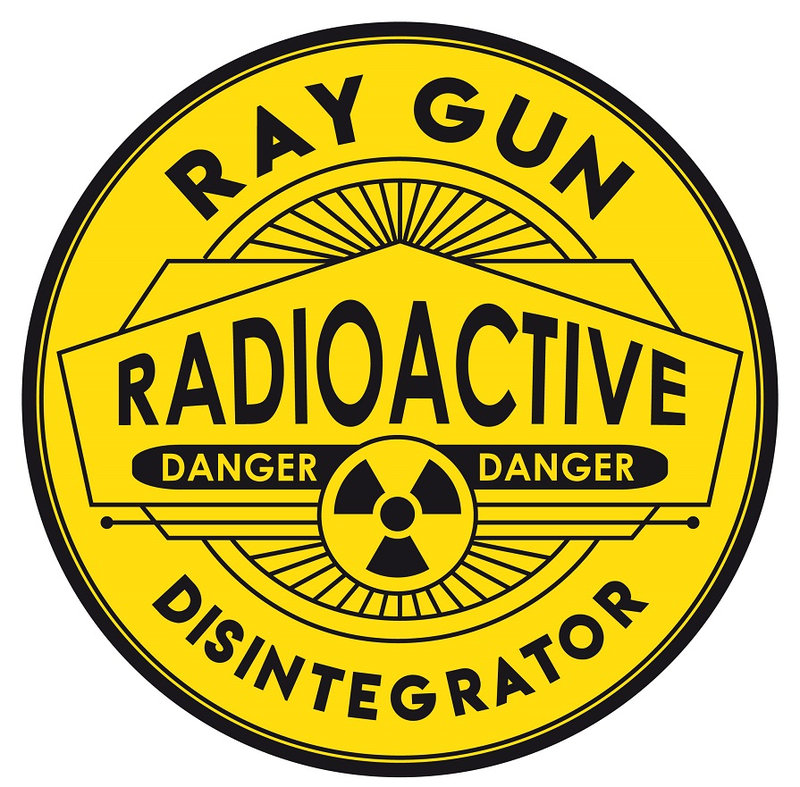atomic ray gum pistol radioactive biohazard zombie danger labels stickers b