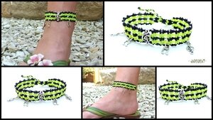 REF Pi 0004 bracelet noir jaune fluo